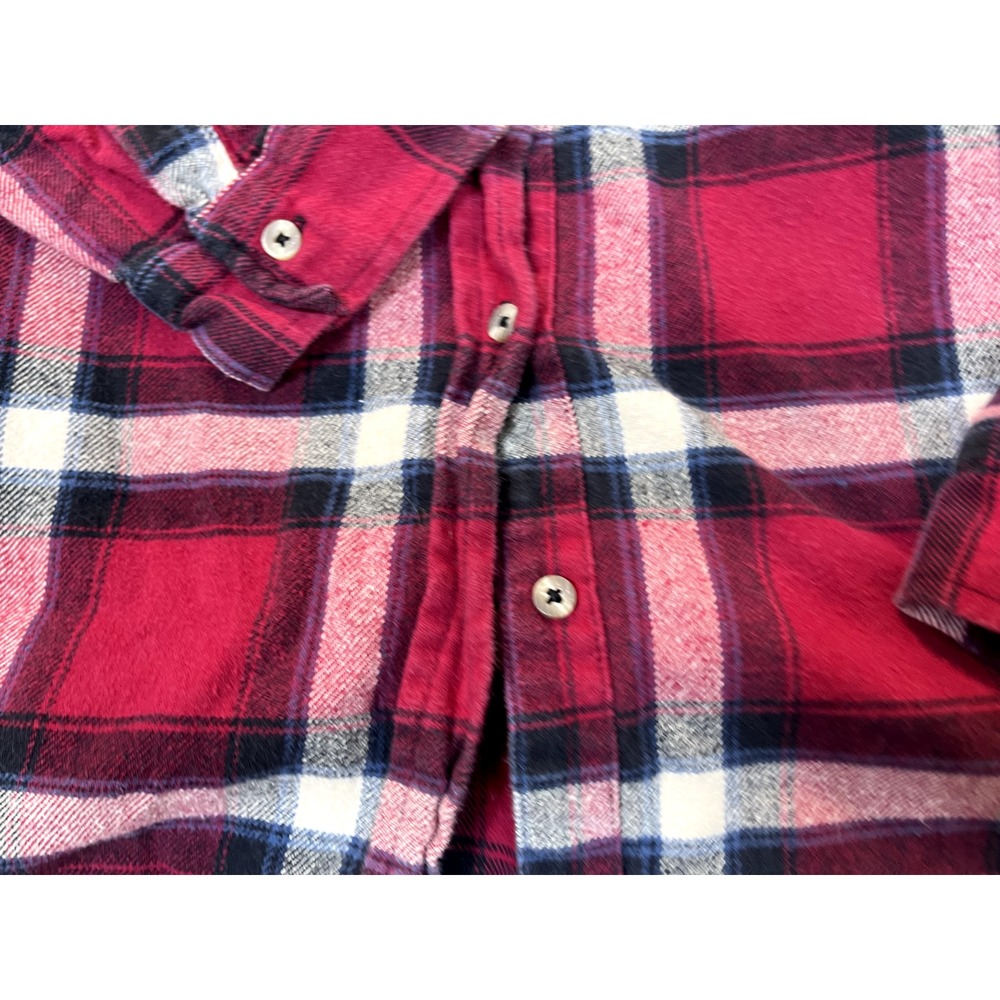 Wrangler Shirt Flannel Medium Wrancher Rancher‎ Red Plaid Long Sleeve Mens - Picture 3 of 14